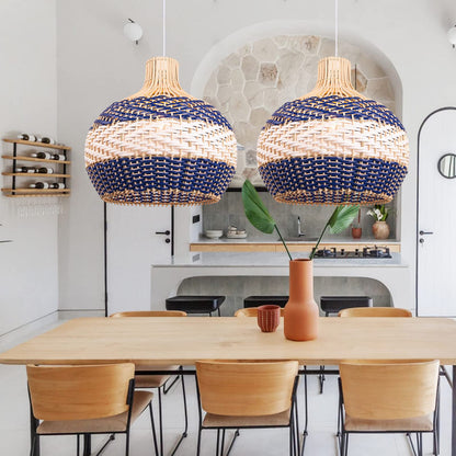 Rattan Pendant Light Hand Woven Coastal Decor