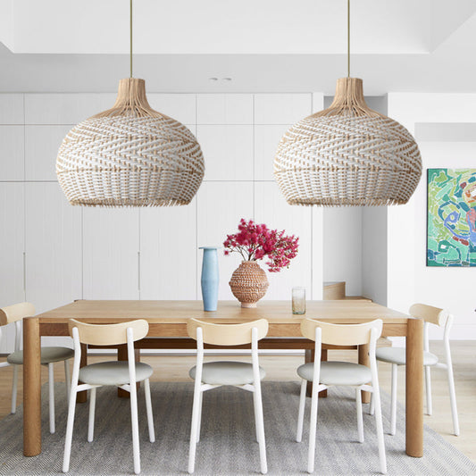 Rattan Woven Lamp Shade Large Pendant Light-[Modern pendant lighting for bedroom and living space]-Demolights UK