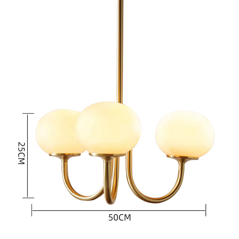 Modern Gooseneck Globe Chandelier - Mid-Century Pink & Orange Glass Pendant