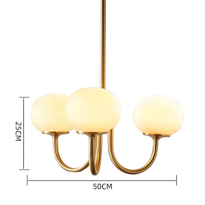 Modern Gooseneck Globe Chandelier - Mid-Century Pink & Orange Glass Pendant