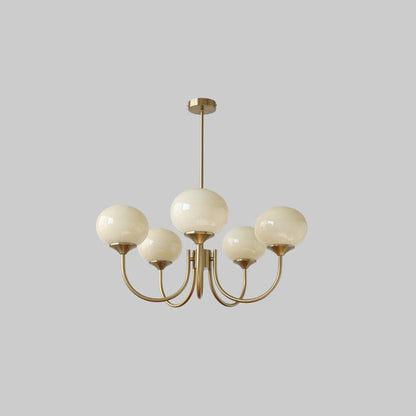 Modern Gooseneck Globe Chandelier - Mid-Century Pink & Orange Glass Pendant