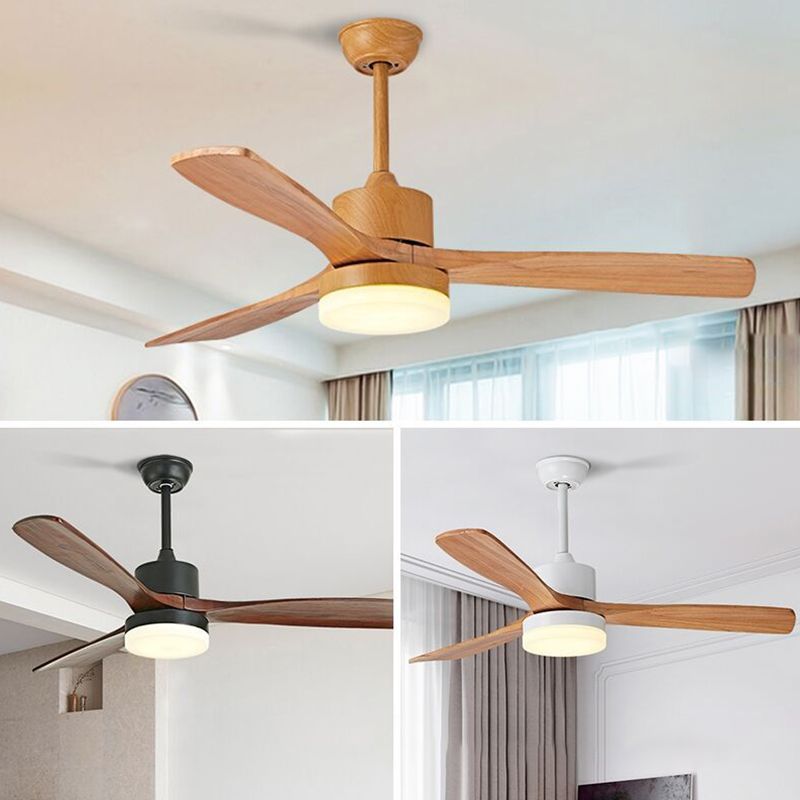 Contemporary Ceiling Fan Light Fixture Wooden LED Ceiling Lamp 42''