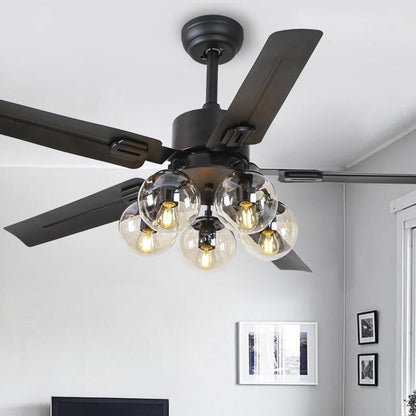 Black Vintage Ceiling Fan with Lights 52''
