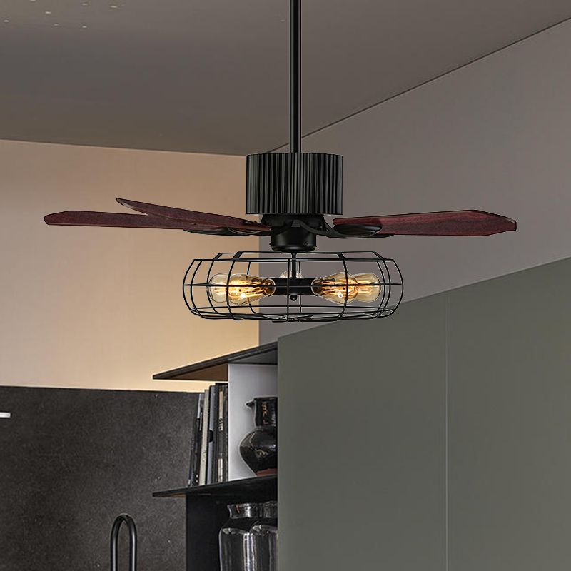 52" Caged Indoor Ceiling Fan with 5 Blade Metal Rustic