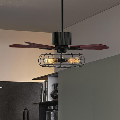 52" Caged Indoor Ceiling Fan with 5 Blade Metal Rustic