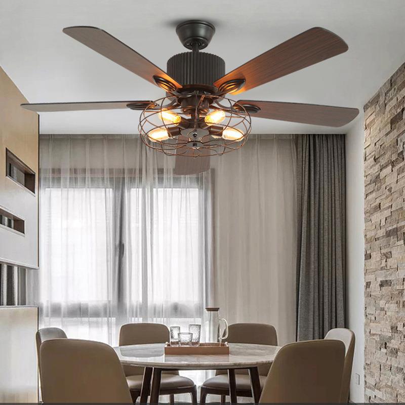 52" Caged Indoor Ceiling Fan with 5 Blade Metal Rustic