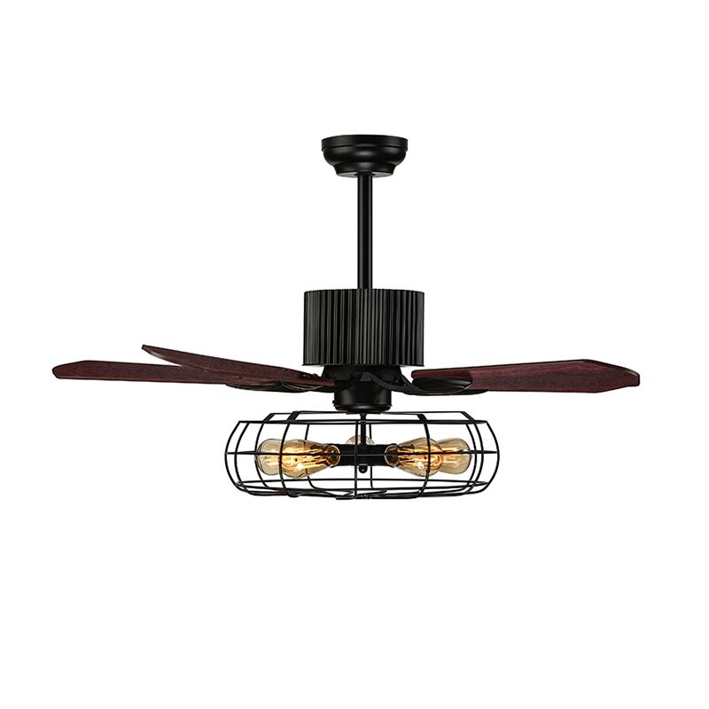 52" Caged Indoor Ceiling Fan with 5 Blade Metal Rustic