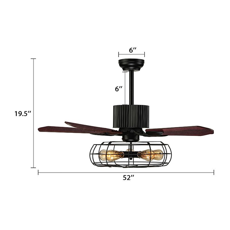 52" Caged Indoor Ceiling Fan with 5 Blade Metal Rustic