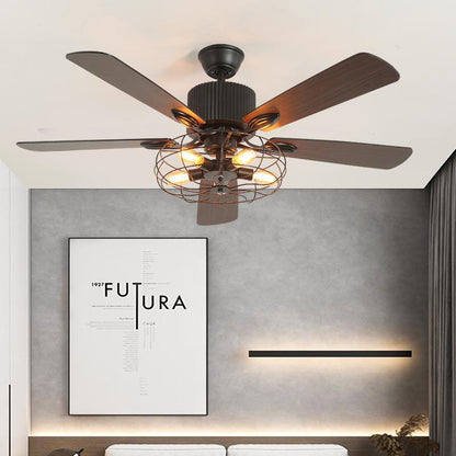 52" Caged Indoor Ceiling Fan with 5 Blade Metal Rustic