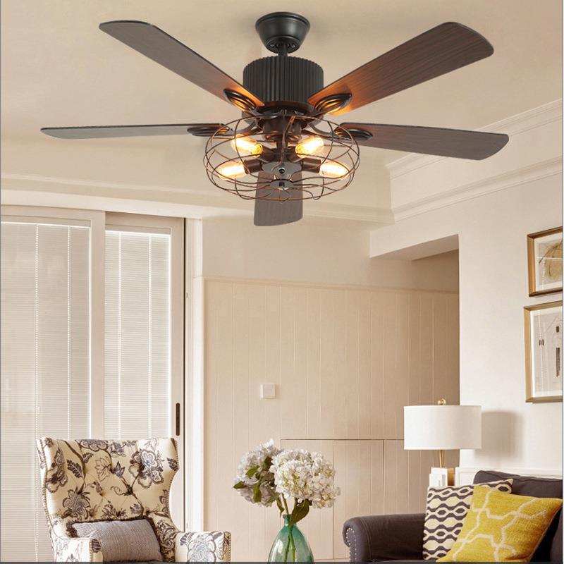 52" Caged Indoor Ceiling Fan with 5 Blade Metal Rustic