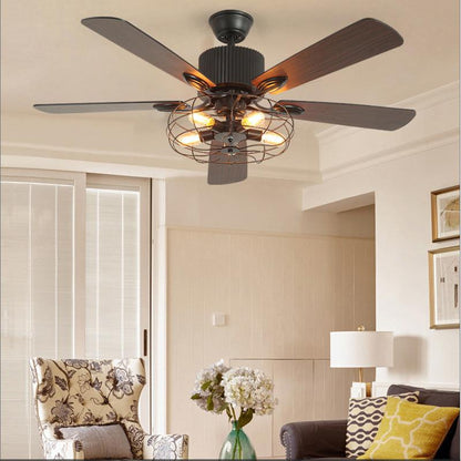 52" Caged Indoor Ceiling Fan with 5 Blade Metal Rustic