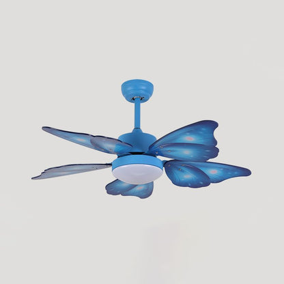LED Acrylic Ceiling Fans Kids Pink/Blue 5 Butterfly Wing Blades Bedroom 42" Wide