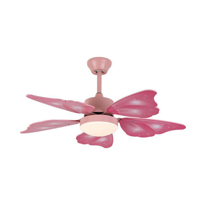 LED Acrylic Ceiling Fans Kids Pink/Blue 5 Butterfly Wing Blades Bedroom 42" Wide