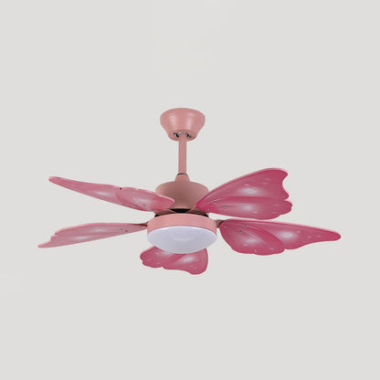 LED Acrylic Ceiling Fans Kids Pink/Blue 5 Butterfly Wing Blades Bedroom 42" Wide