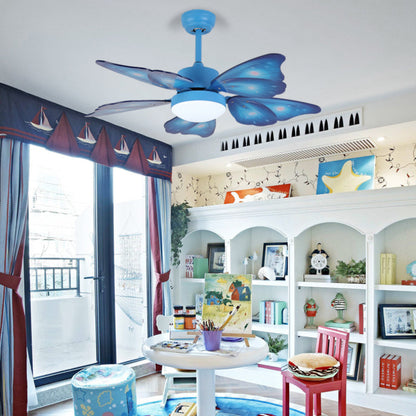 LED Acrylic Ceiling Fans Kids Pink/Blue 5 Butterfly Wing Blades Bedroom 42" Wide