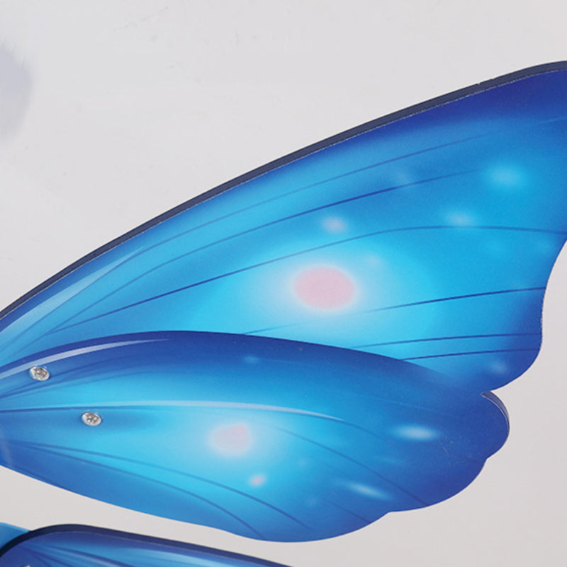 LED Acrylic Ceiling Fans Kids Pink/Blue 5 Butterfly Wing Blades Bedroom 42" Wide