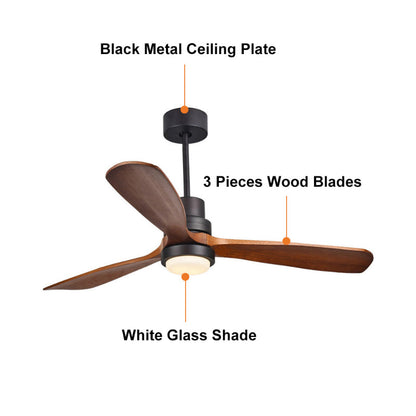 52" LED Ceiling Fan Light with 3 Wood Blades