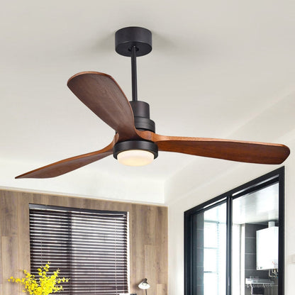 52" LED Ceiling Fan Light with 3 Wood Blades-[Modern pendant lighting for bedroom and living space]-Demolights UK