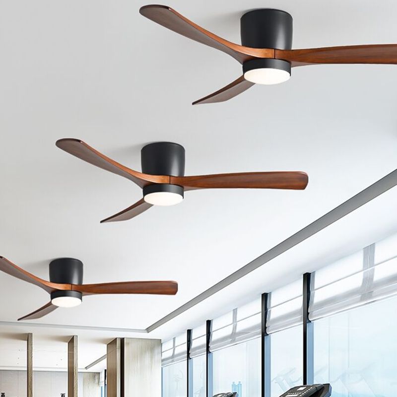 Contemporary Ceiling Fan Light Wooden LED Ceiling Flush Mount-[Modern pendant lighting for bedroom and living space]-Demolights UK