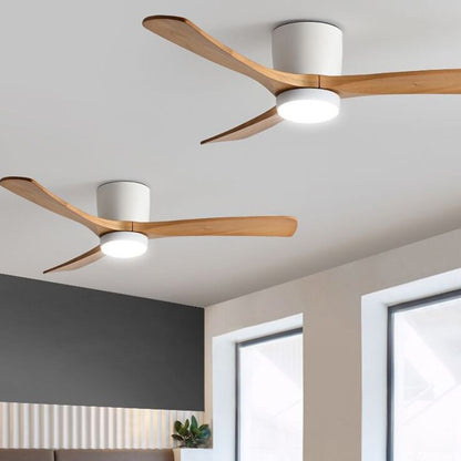 Contemporary Ceiling Fan Light Wooden LED Ceiling Flush Mount
