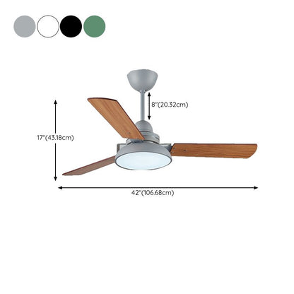 Modern 3-Blade LED Ceiling Fan with Remote - 106cm & 120cm Wood Fan Light