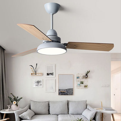 Modern 3-Blade LED Ceiling Fan with Remote - 106cm & 120cm Wood Fan Light