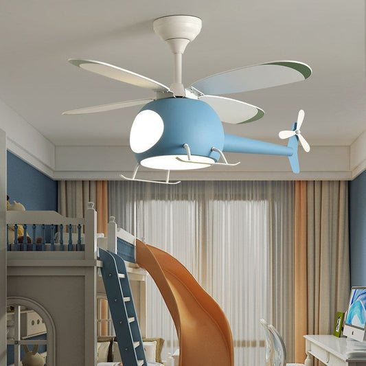 4-Blade Helicopter Pendant Fan Lighting Kids Style-[Modern pendant lighting for bedroom and living space]-Demolights UK