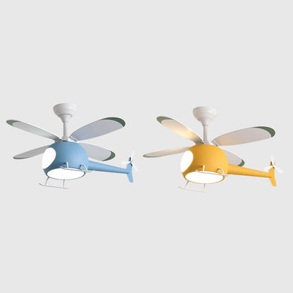 4-Blade Helicopter Pendant Fan Lighting Kids Style