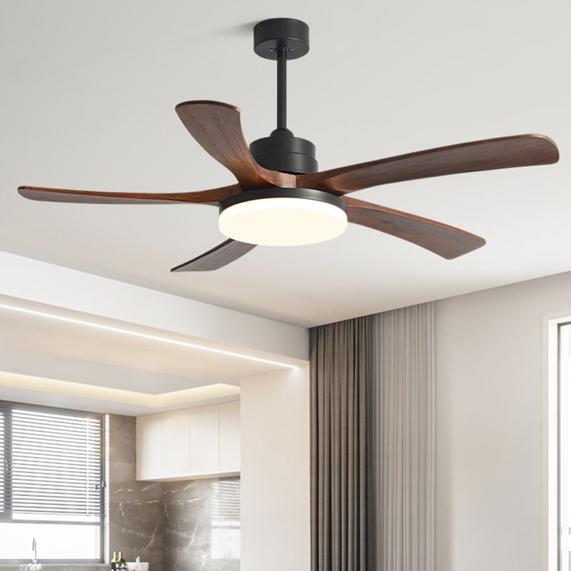Nordic Style LED Ceiling Fan 5-Blade Fan Lighting with Wood-[Modern pendant lighting for bedroom and living space]-Demolights UK