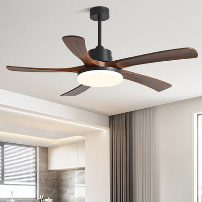 Nordic Style LED Ceiling Fan 5-Blade Fan Lighting with Wood-[Modern pendant lighting for bedroom and living space]-Demolights UK