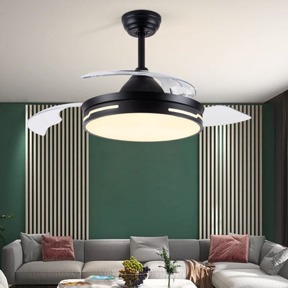 Drum Interior LED Ceiling Fan Fixture in Black / White