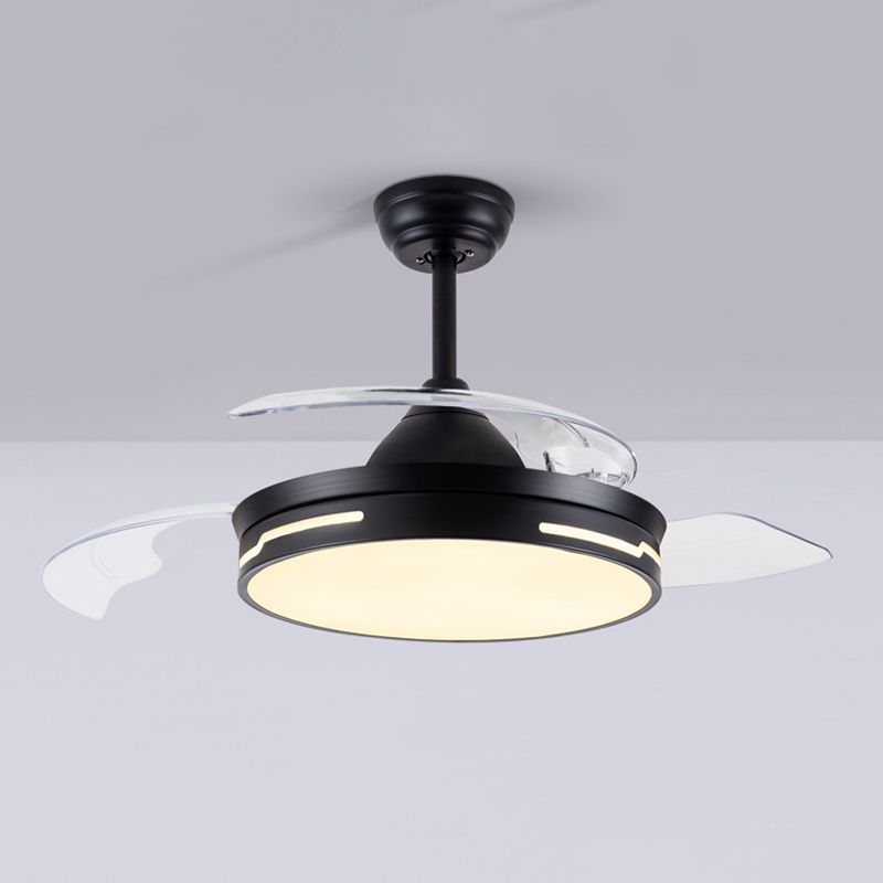Drum Interior LED Ceiling Fan Fixture in Black / White