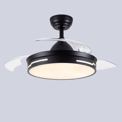 Drum Interior LED Ceiling Fan Fixture in Black / White