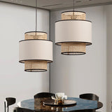 Load image into Gallery viewer, Linen Lampshade Rattan Weaving Pendant Lights