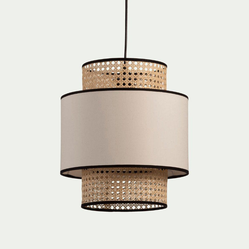 Linen Lampshade Rattan Weaving Pendant Lights