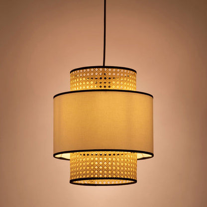 Linen Lampshade Rattan Weaving Pendant Lights