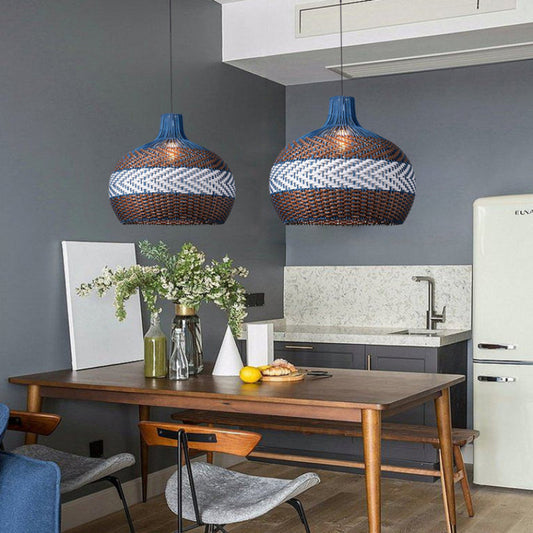 Handmade Light Rattan Dome Pendant Lampshade-[Modern pendant lighting for bedroom and living space]-Demolights UK