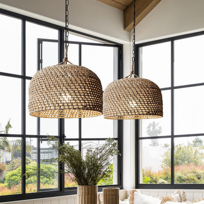 Retro Pendant Lights Hemp Rope Woven Lampshade