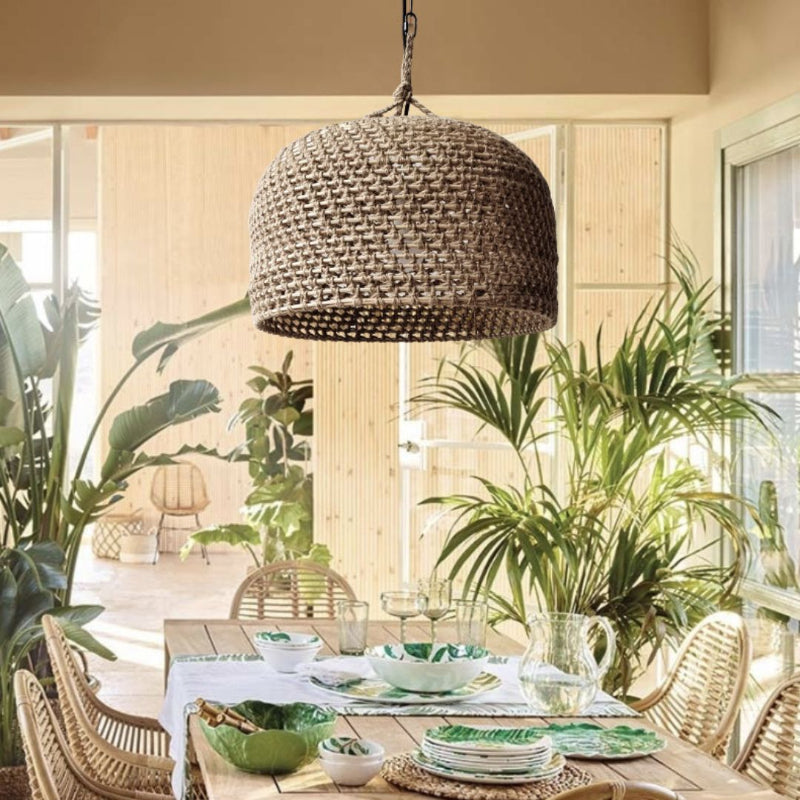 Retro Pendant Lights Hemp Rope Woven Lampshade