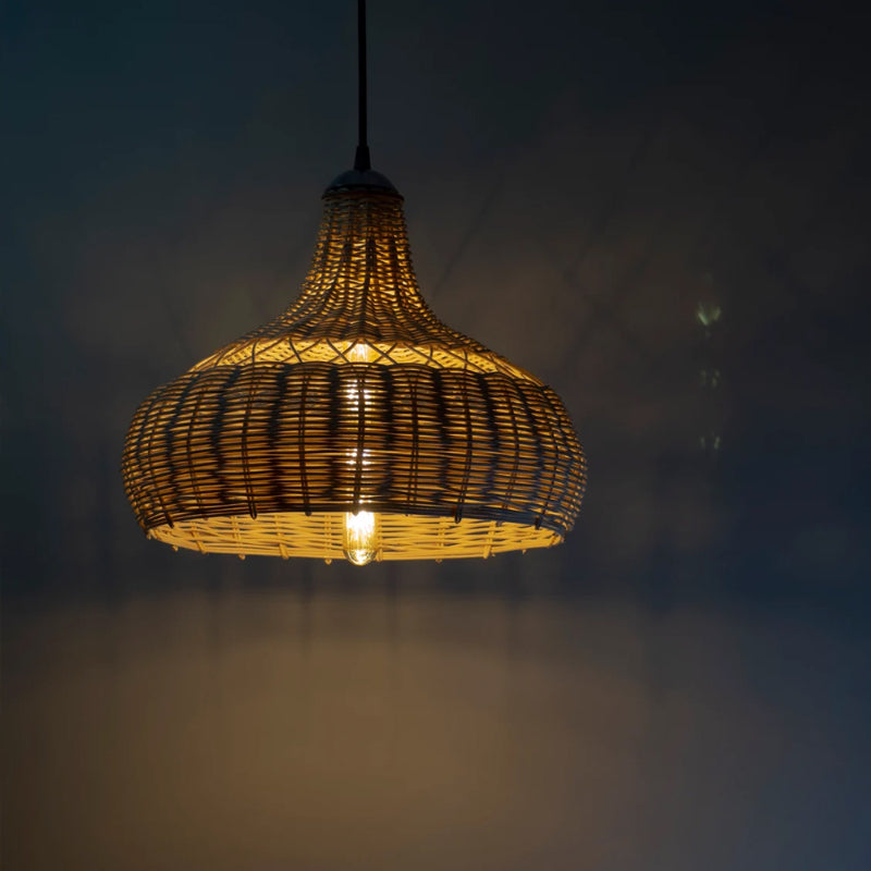 Rattan Patio Pendant Light Bohemian Lampshade