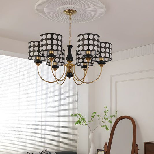 Black Metal Modern Chandelier with Cylinder Shade-[Modern pendant lighting for bedroom and living space]-Demolights UK