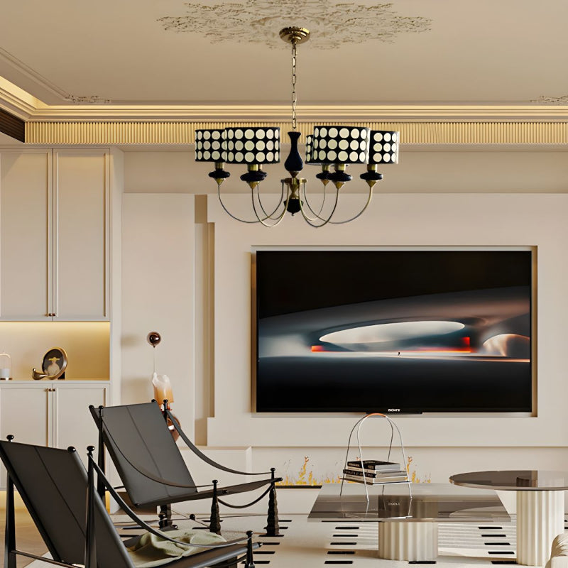 Black Metal Modern Chandelier with Cylinder Shade