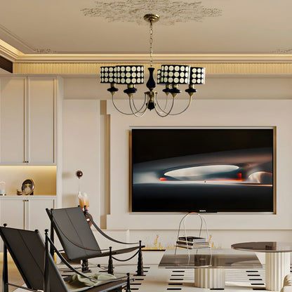 Black Metal Modern Chandelier with Cylinder Shade