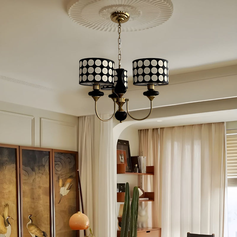 Black Metal Modern Chandelier with Cylinder Shade
