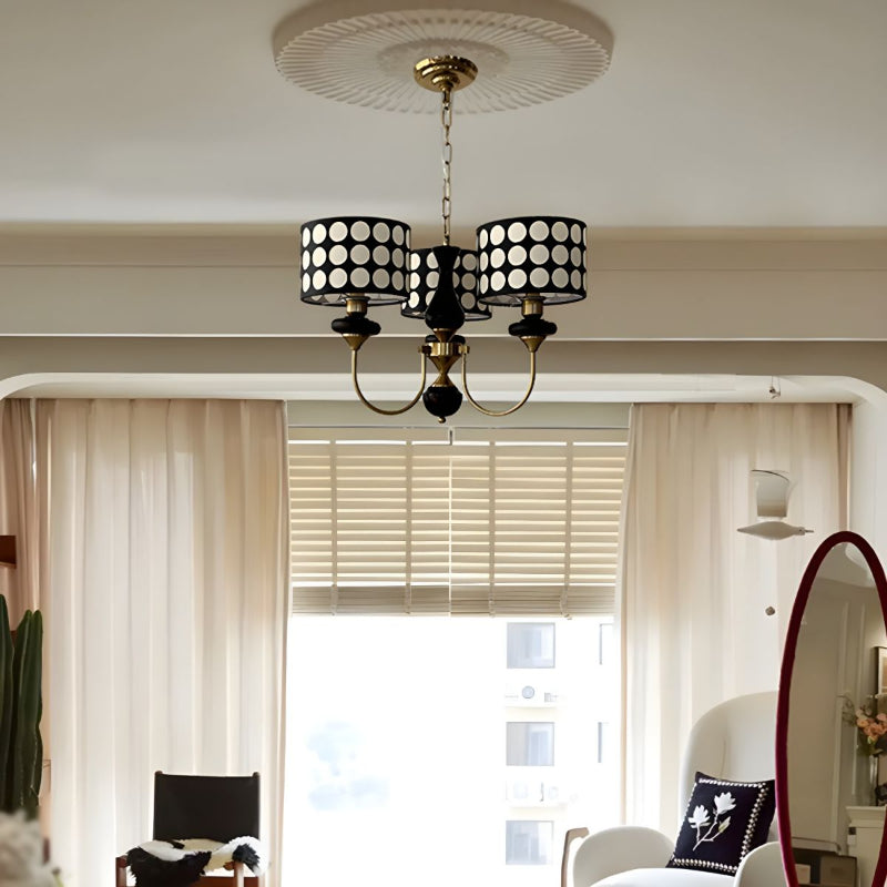 Black Metal Modern Chandelier with Cylinder Shade