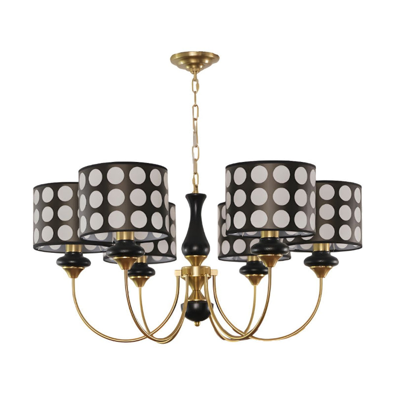 Black Metal Modern Chandelier with Cylinder Shade