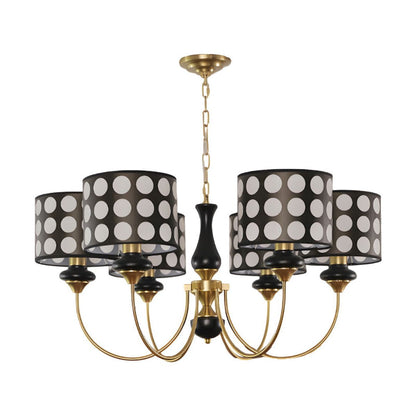 Black Metal Modern Chandelier with Cylinder Shade