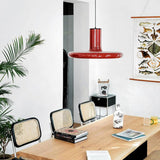 Load image into Gallery viewer, Vintage Red Metal Saucer Pendant Light