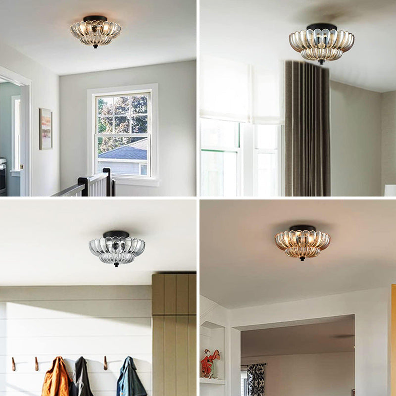 Modern Glass Semi-Flush Mount Ceiling Light - Umbrella Shape Decor