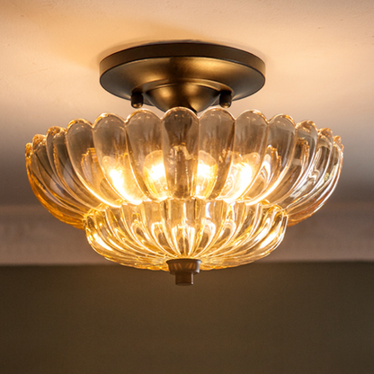 Modern Glass Semi-Flush Mount Ceiling Light - Umbrella Shape Decor